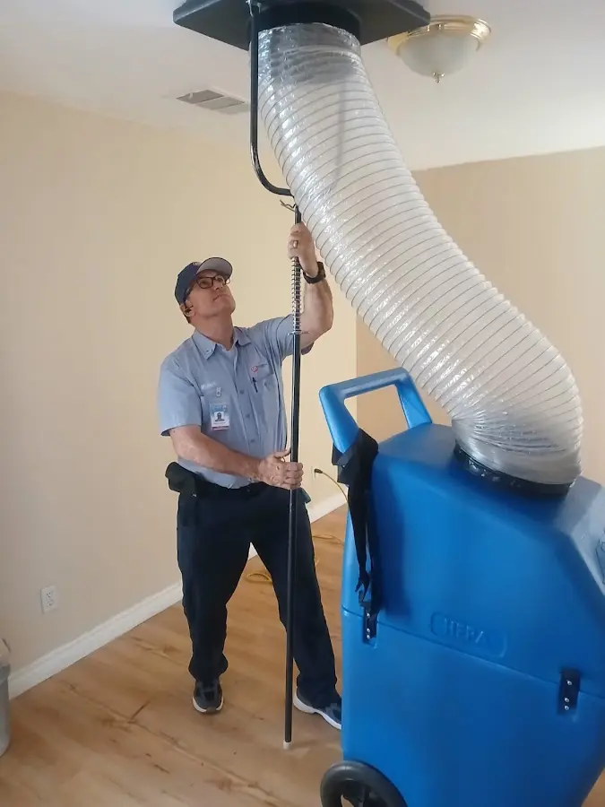 HVAC Installation technician using HEPA equipment in Scriba